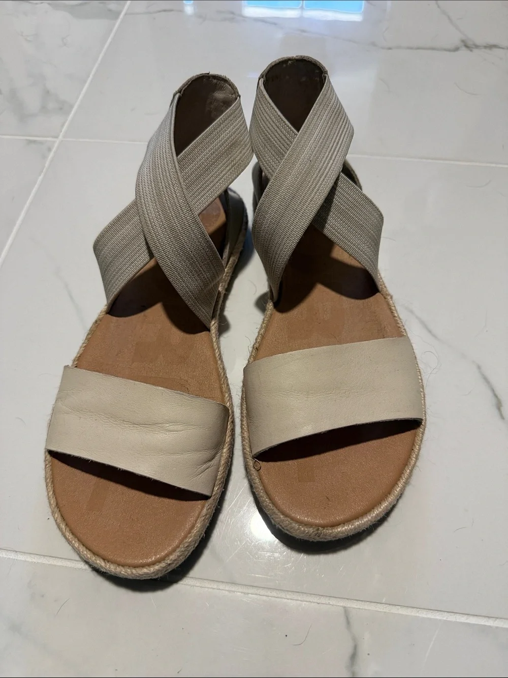 Sorel Women's Beige Elastic Strap Espadrille Sandals